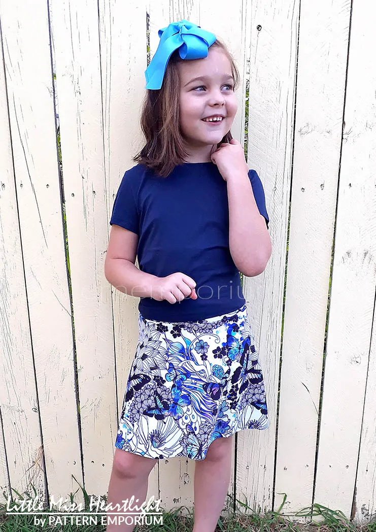 Little Miss Heartlight | Girls Flared Skirt Sewing Pattern