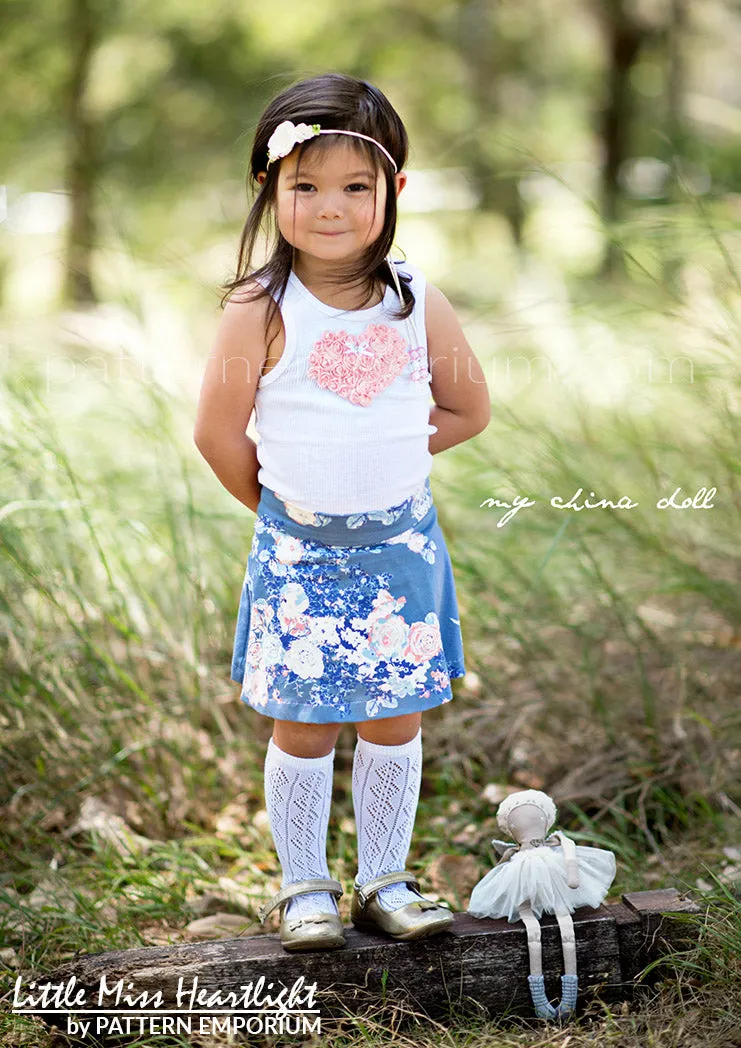 Little Miss Heartlight | Girls Flared Skirt Sewing Pattern