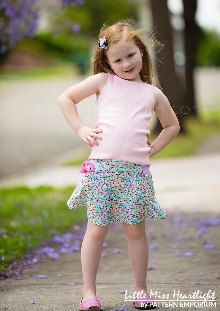 Little Miss Heartlight | Girls Flared Skirt Sewing Pattern