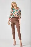 Lizzy Beige Floral 3/4 Sleeve Top