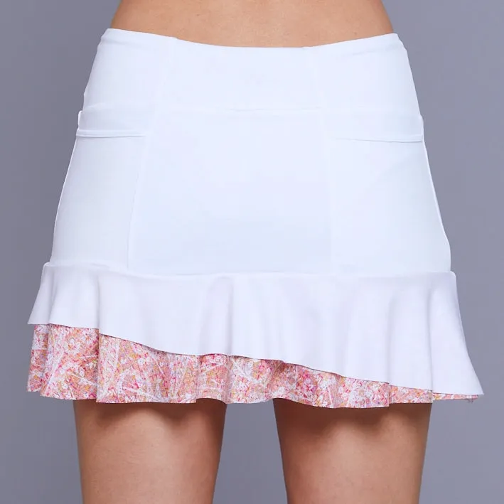 Lush Weave Asymetric 13" Skort (white/print)