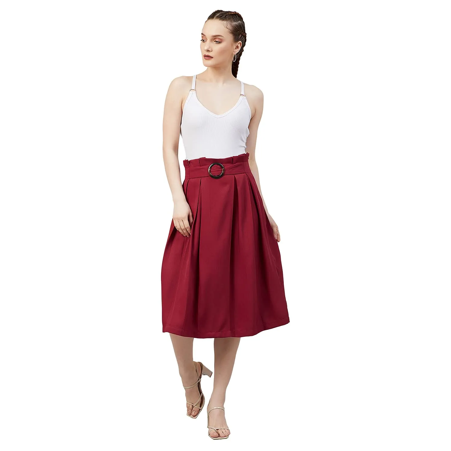 Marie Claire Georgette Western Skirt (Maroon)