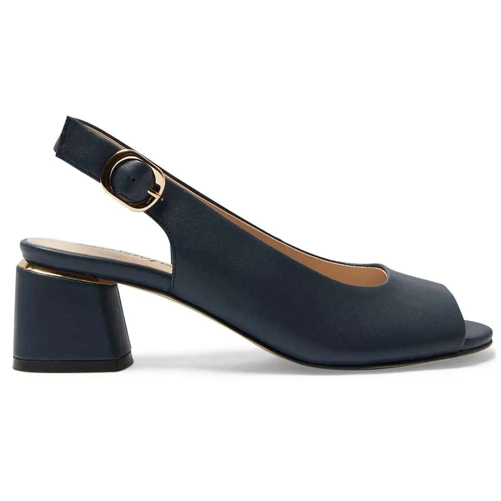 Martina Heel in Navy Leather