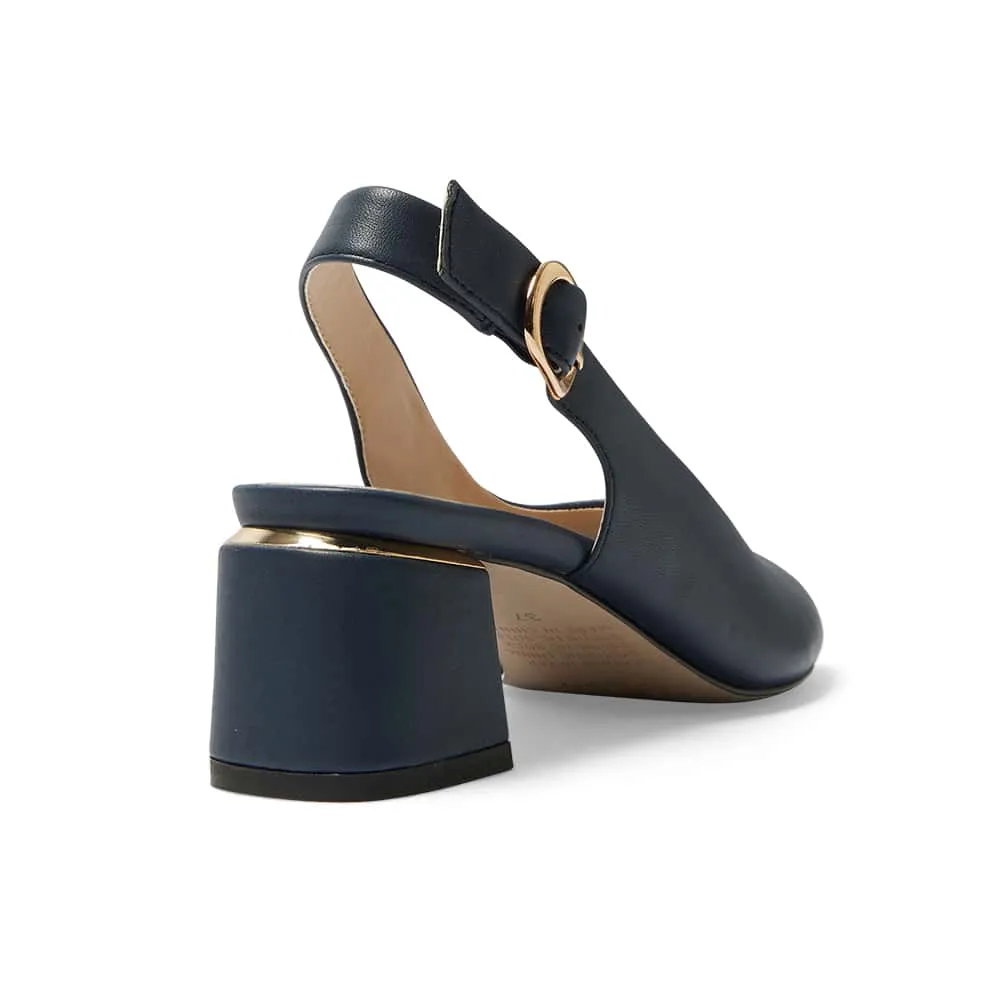 Martina Heel in Navy Leather