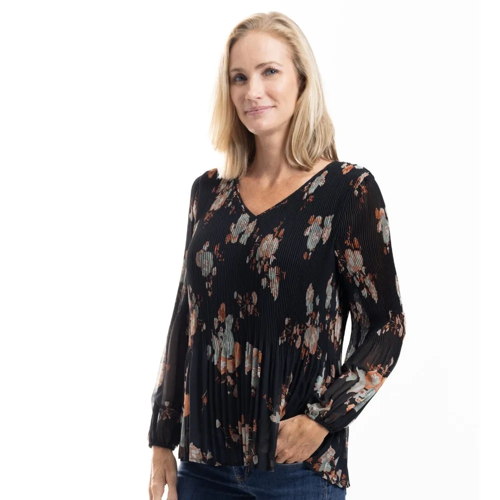 Midnight Blooms Chiffon Top