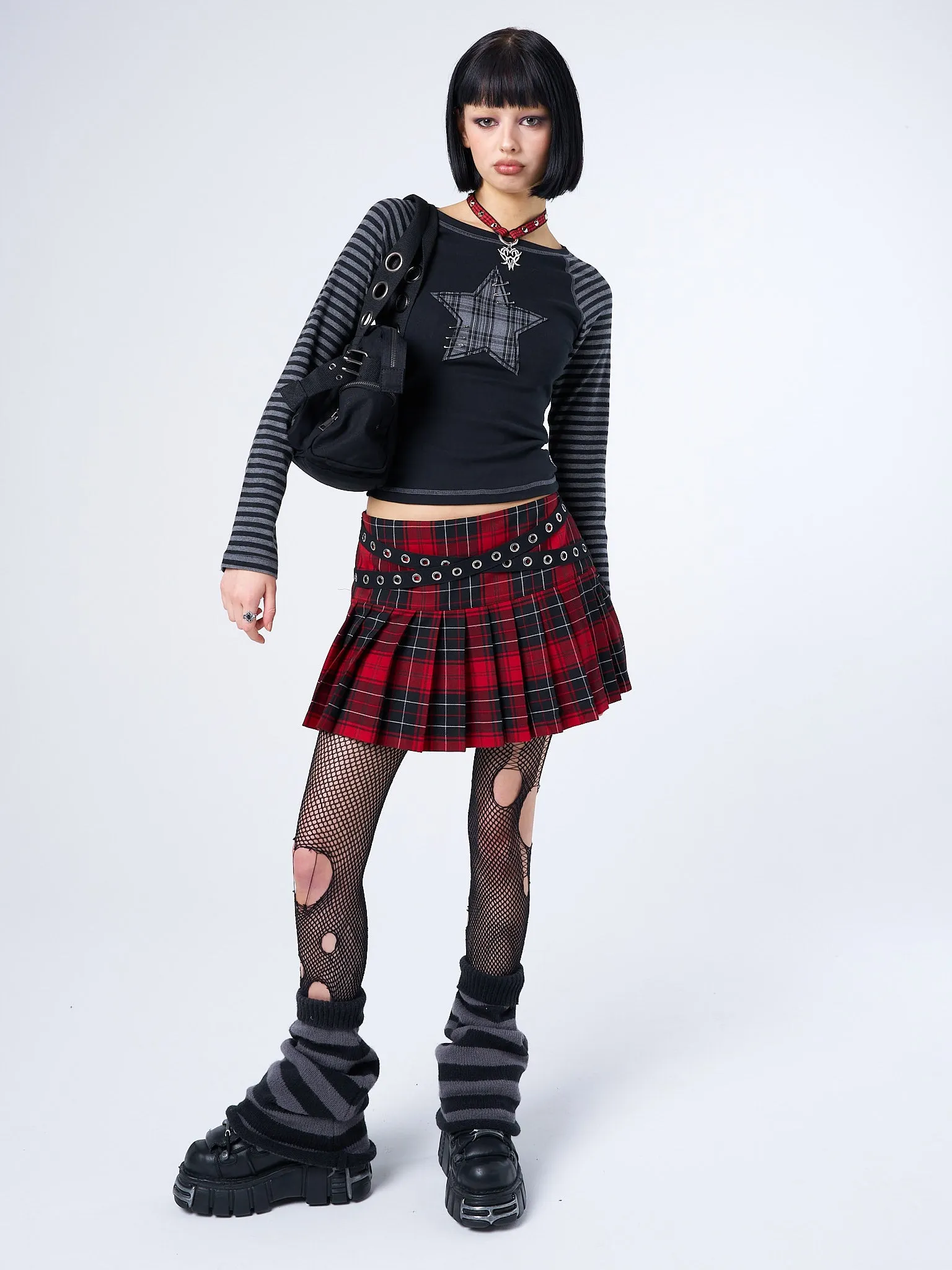 Miley Red & Black Tartan Mini Skirt