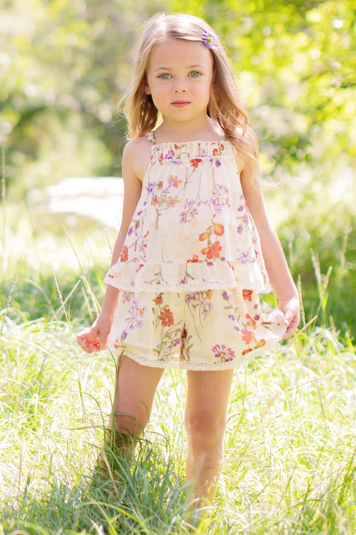 Mimi & Maggie Botanical Flowers Girls Romper