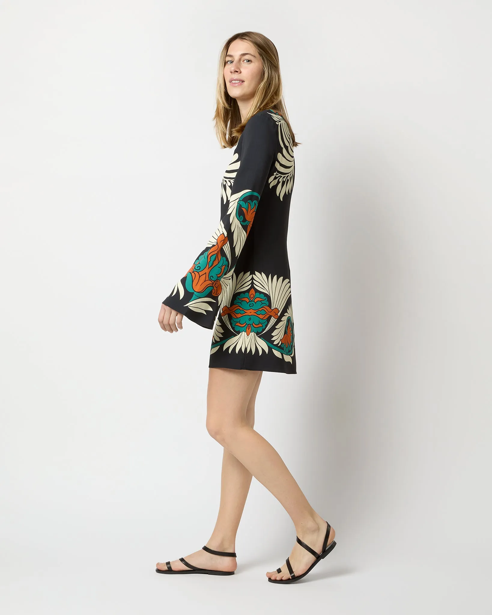 Mini Supremes Swing Dress in Mix Tiles Placée Envers Satin