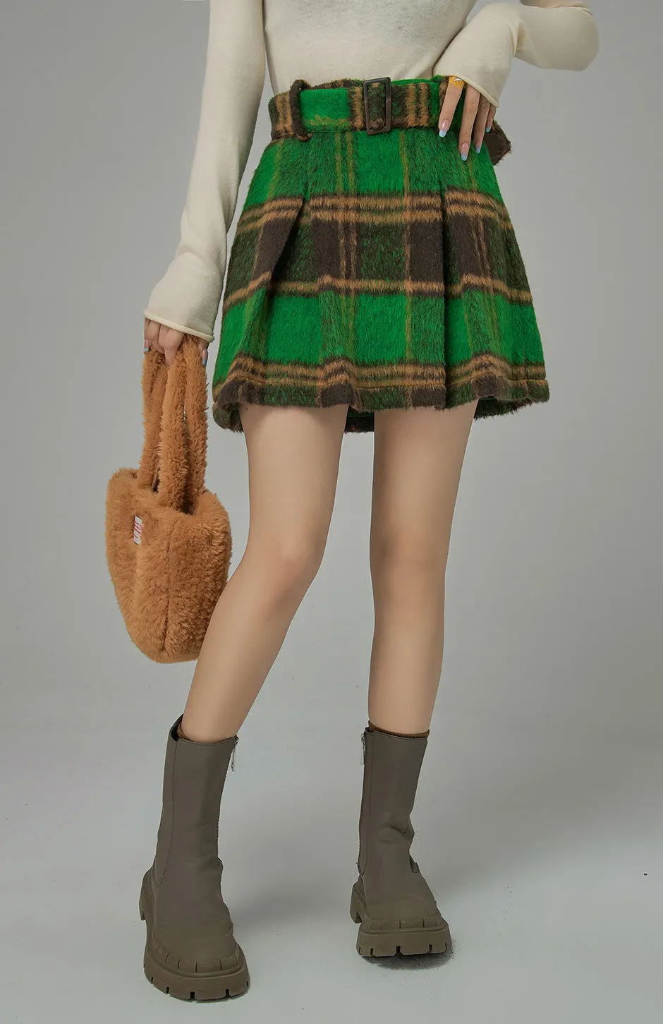 Moca Color Palette Checkered Skirt