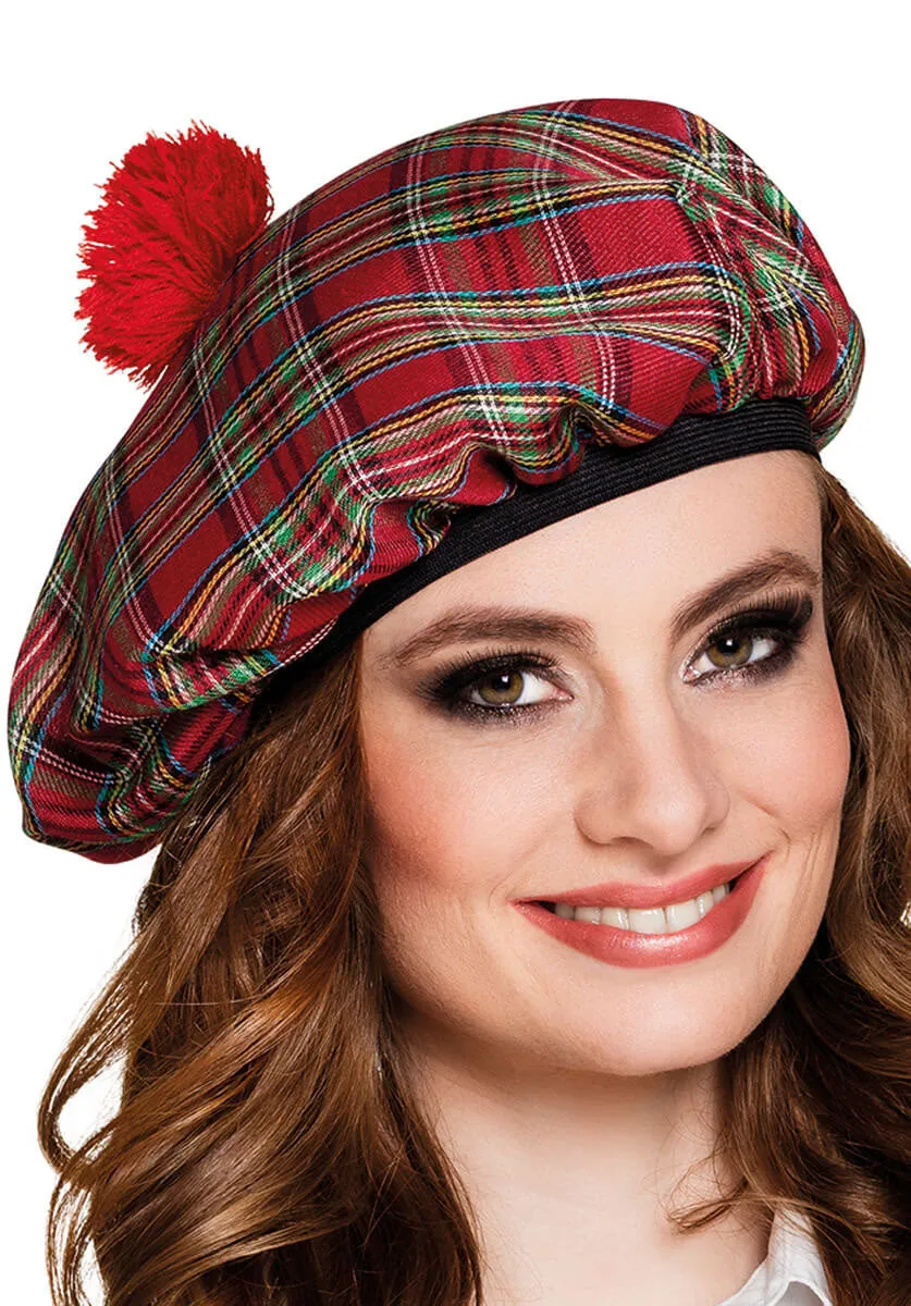 Mrs Tartan Beret - Red