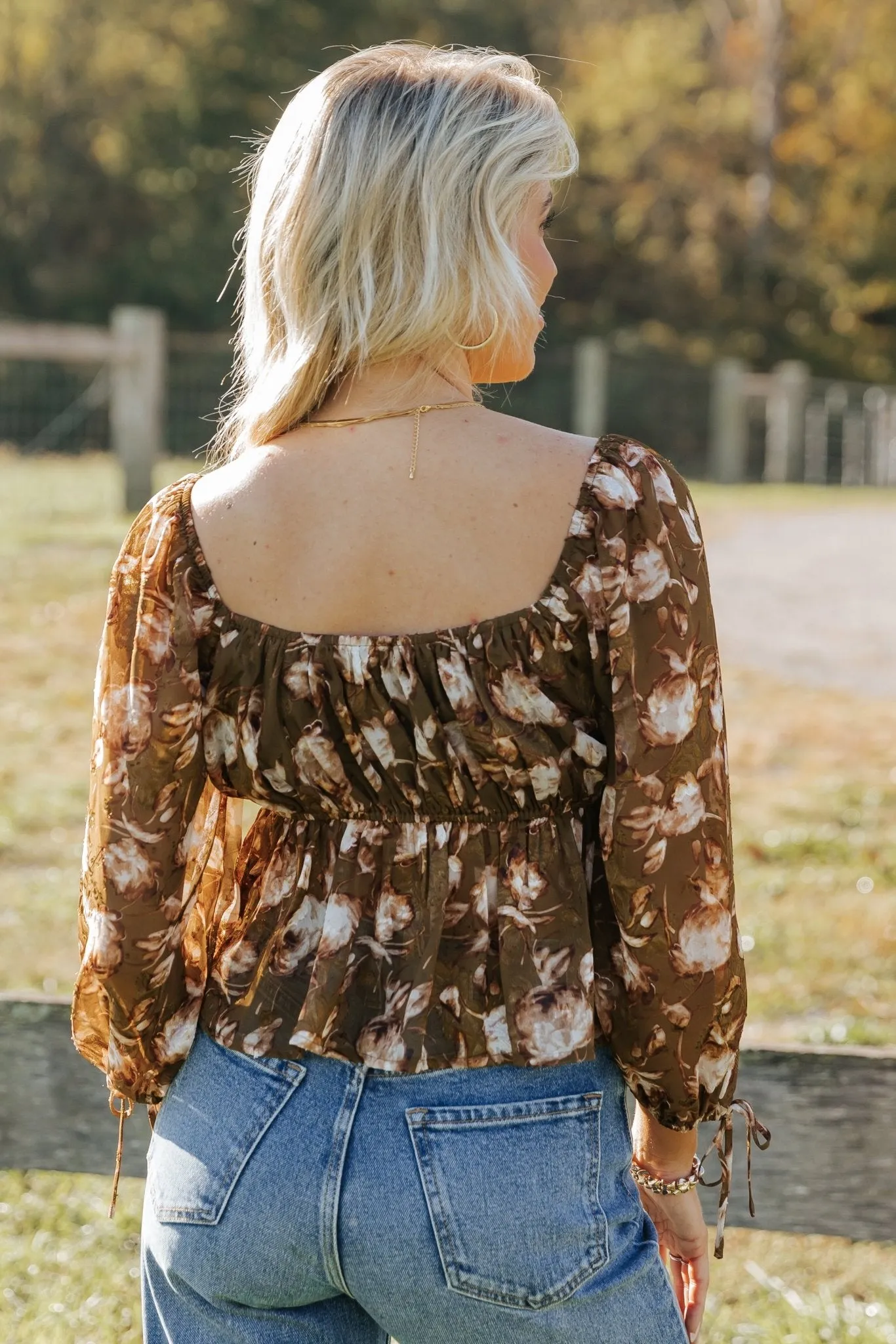 Olive Multi Floral Print Blouse - FINAL SALE