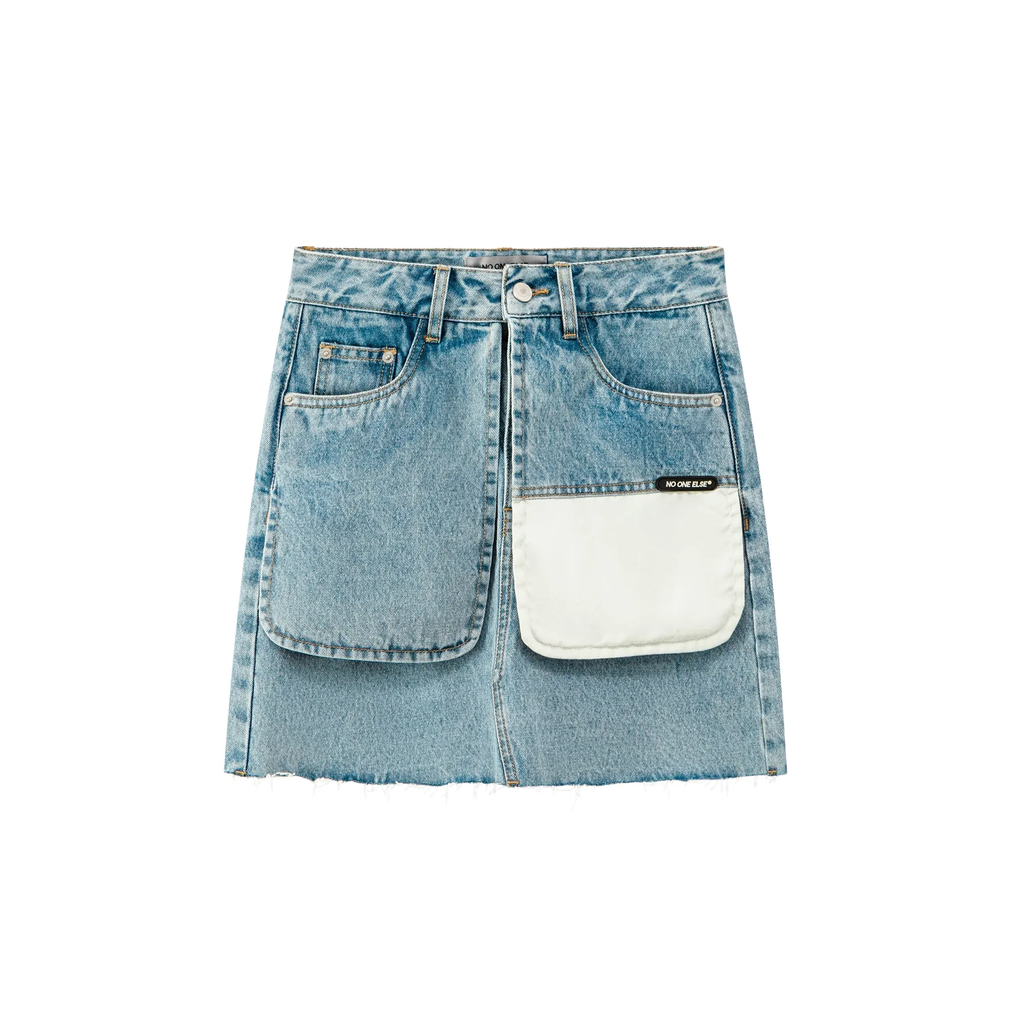 Outside Pocket Flaps Denim Mini Skirt