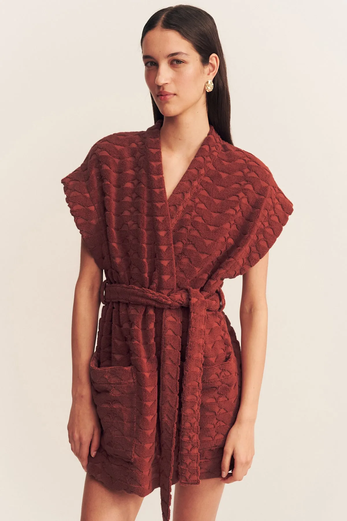 PAULINE SLEEVELESS ROBE - COGNAC