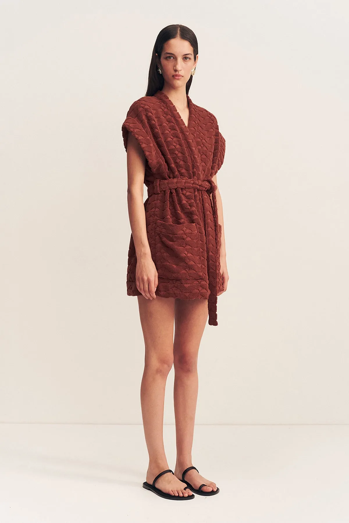 PAULINE SLEEVELESS ROBE - COGNAC