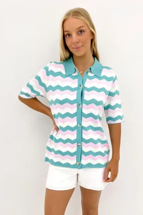 Pax Knit Top Pastel Zig Zag