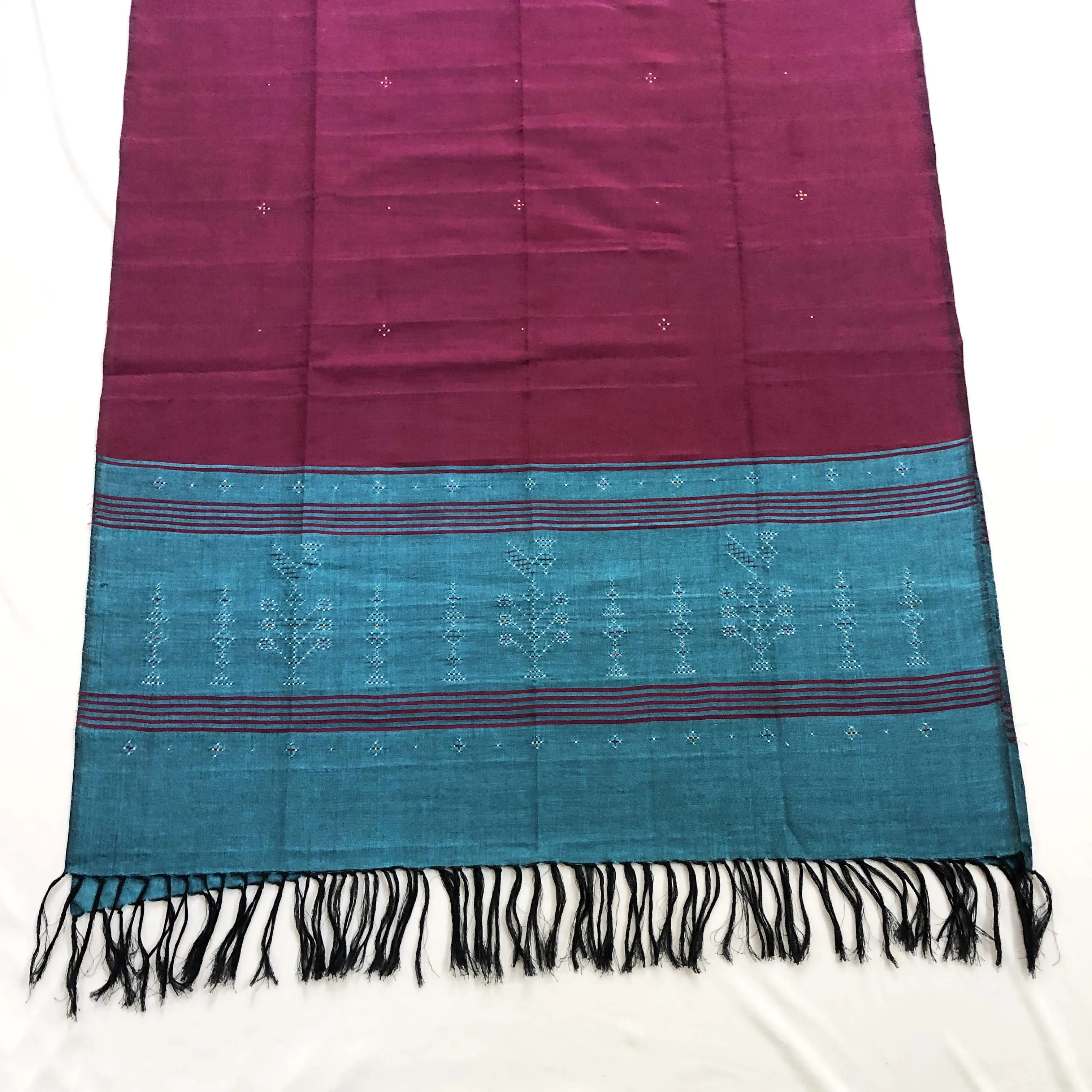 Pink & Turquoise Handwoven Beaded Long Stole