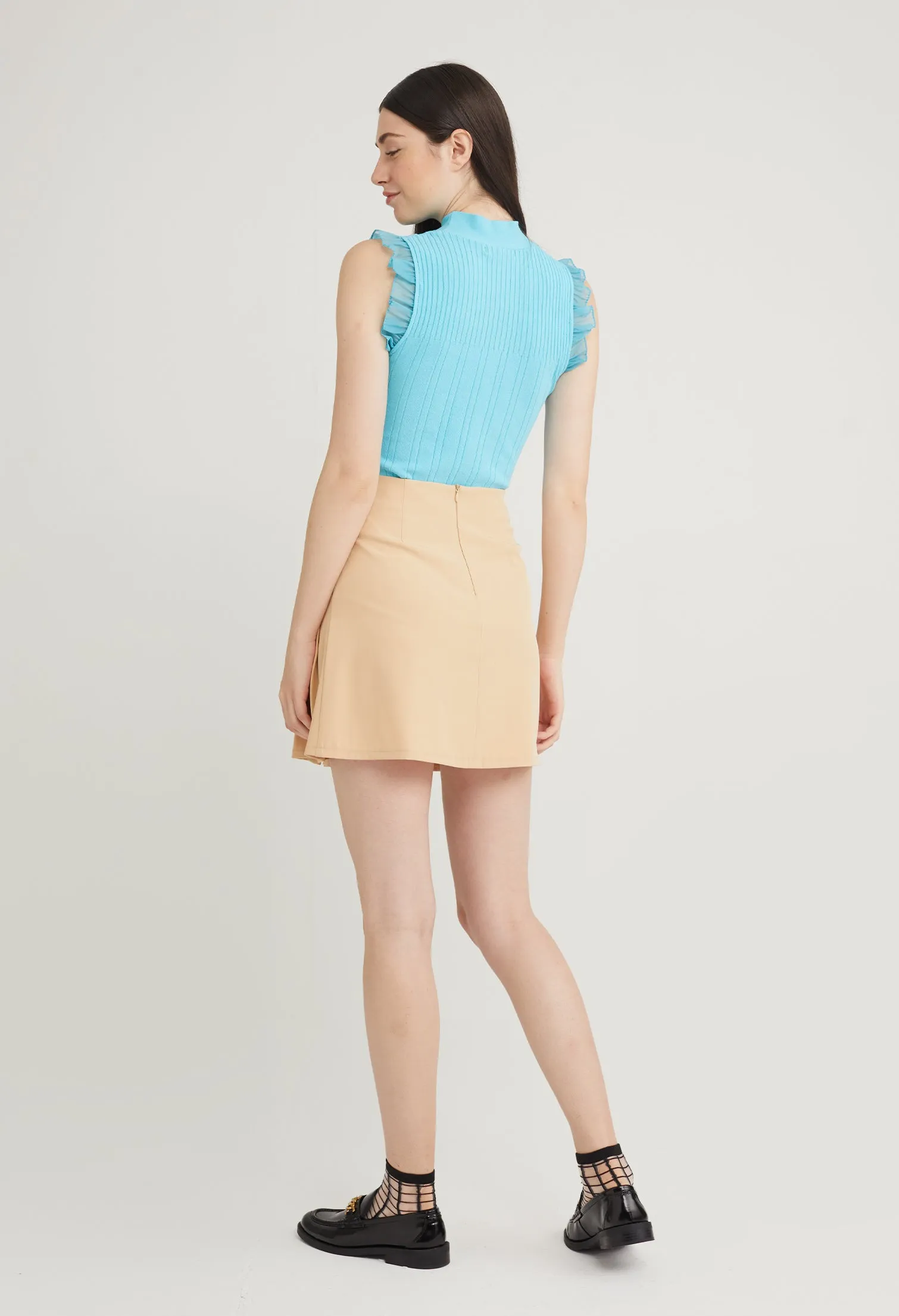 Pleated Accent Utility Skirt