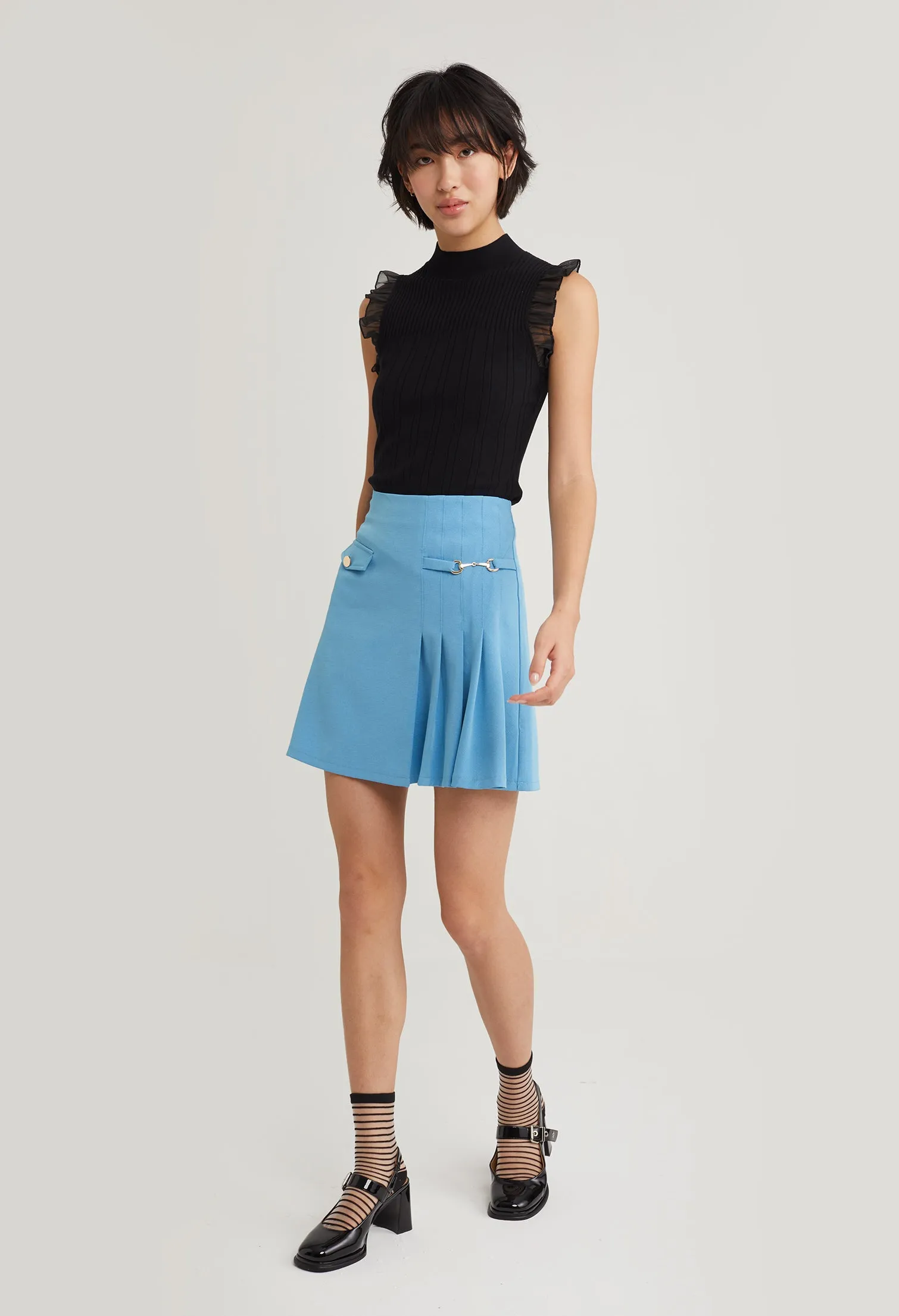 Pleated Accent Utility Skirt