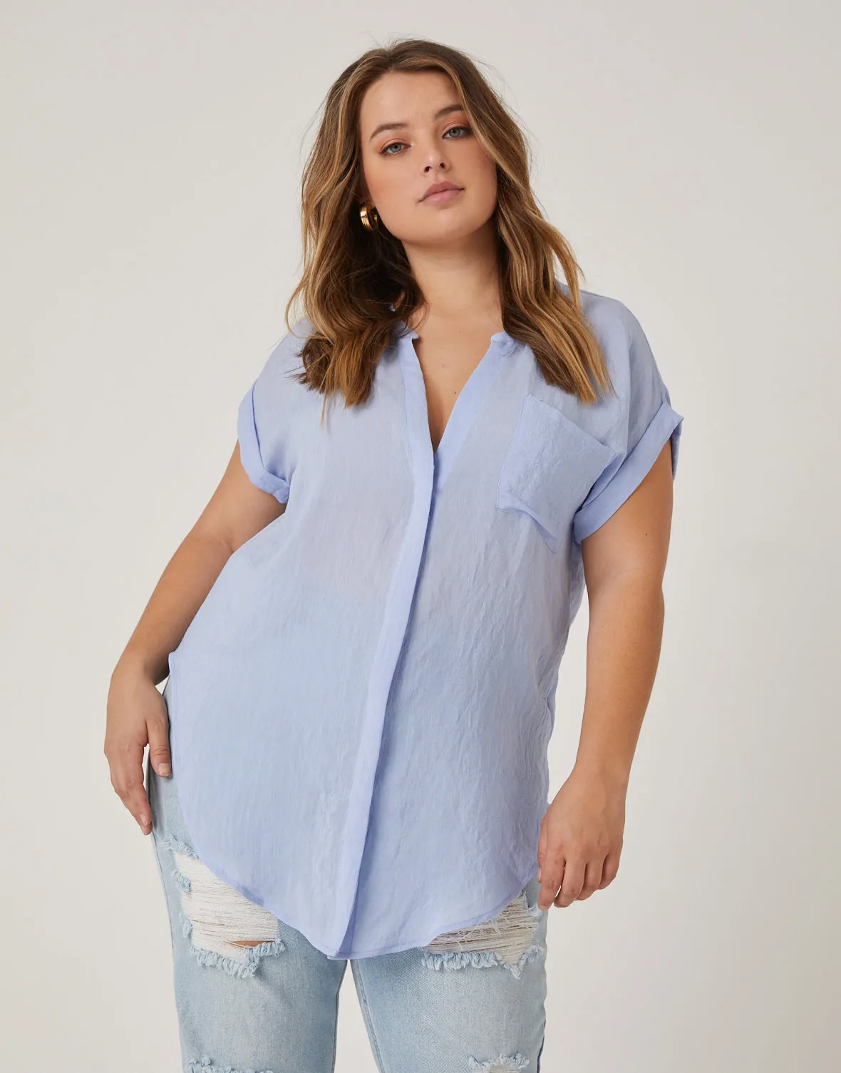 Plus Size Casual Woven Top