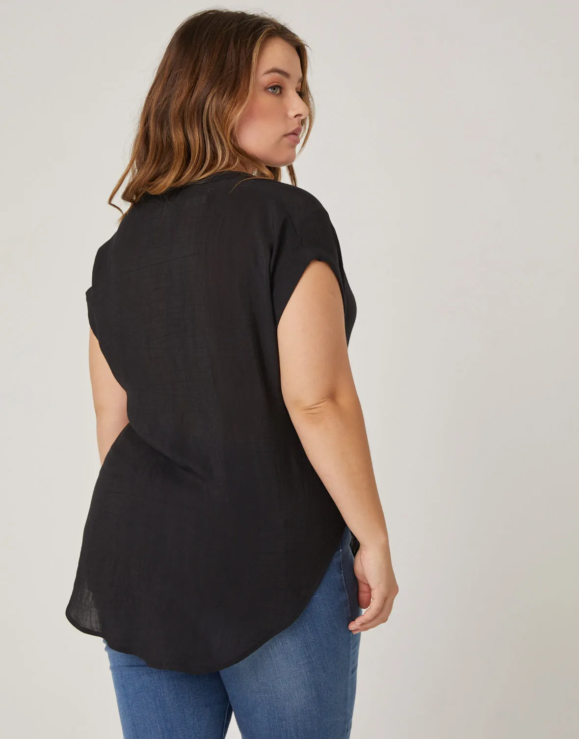 Plus Size Casual Woven Top