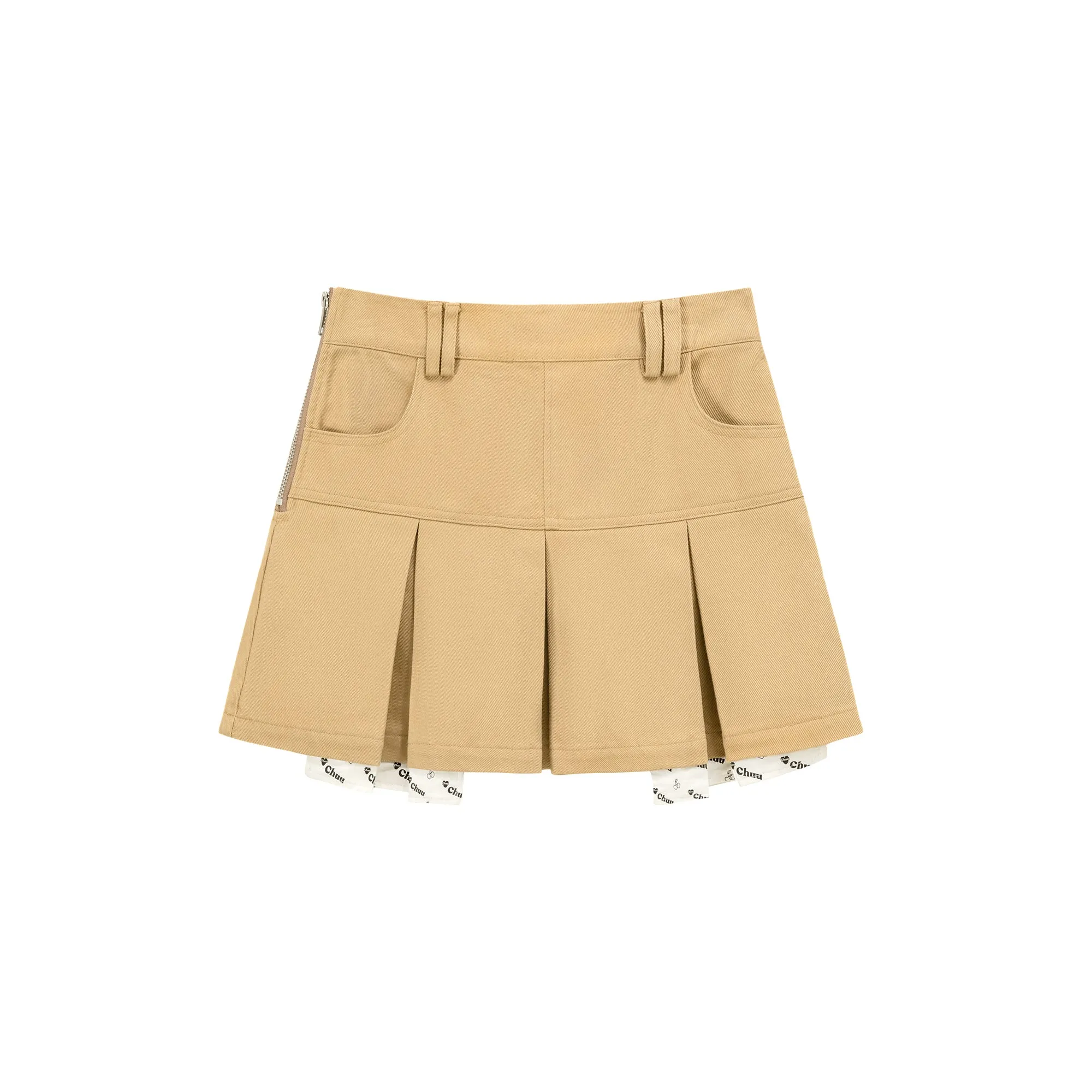 Pocket Lining Pleated Mini Skirt