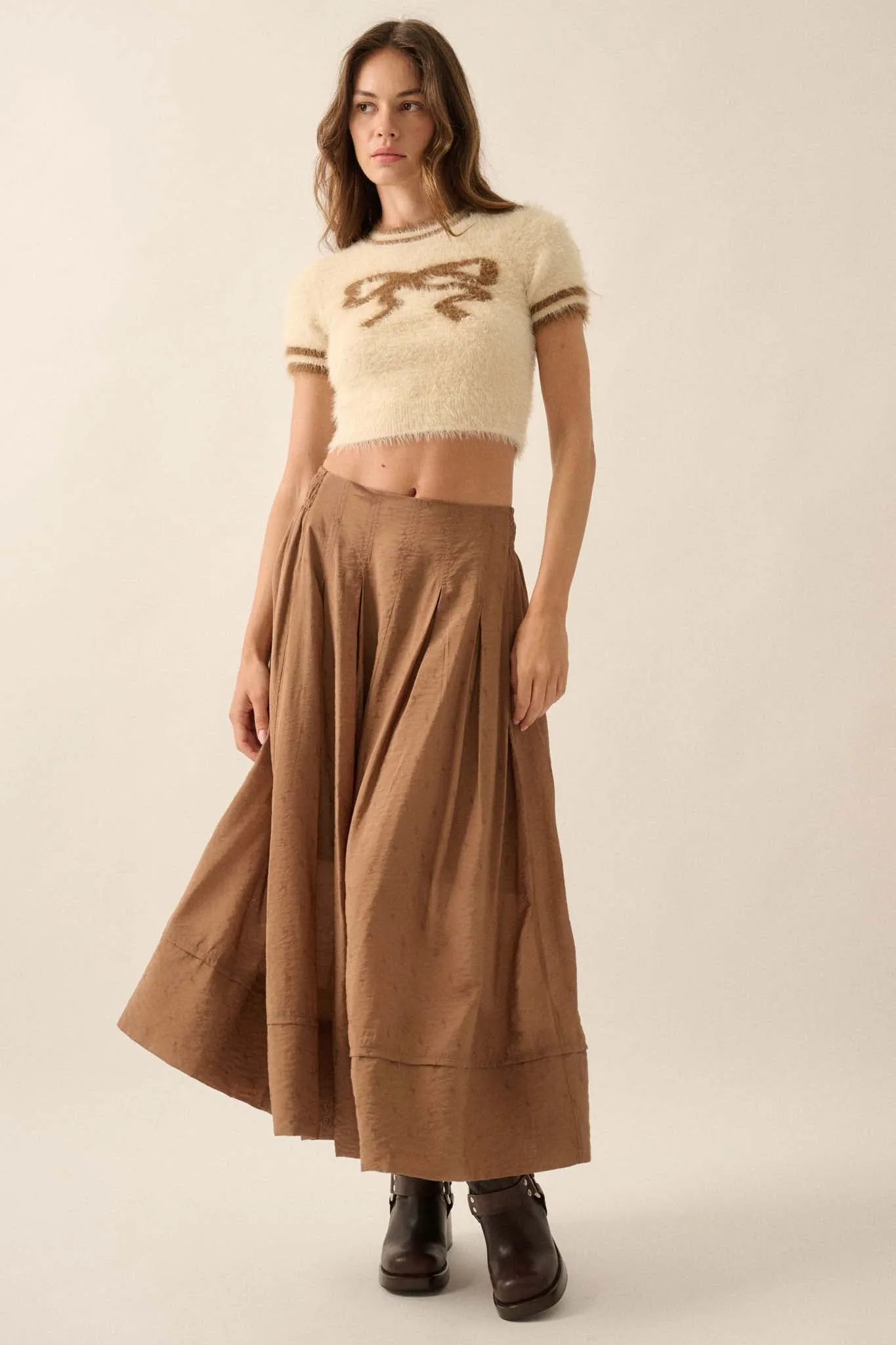 Poetry in Motion Pleated Jacquard Midi Skirt