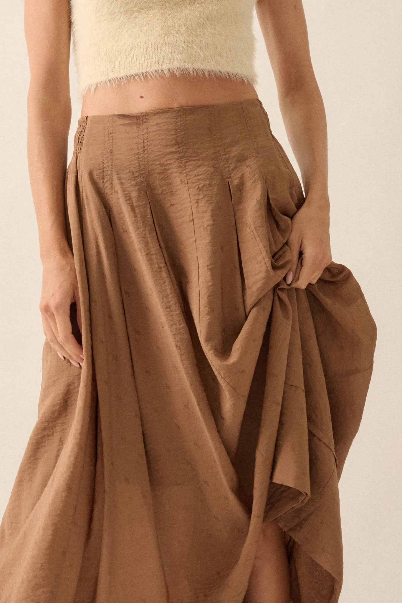 Poetry in Motion Pleated Jacquard Midi Skirt