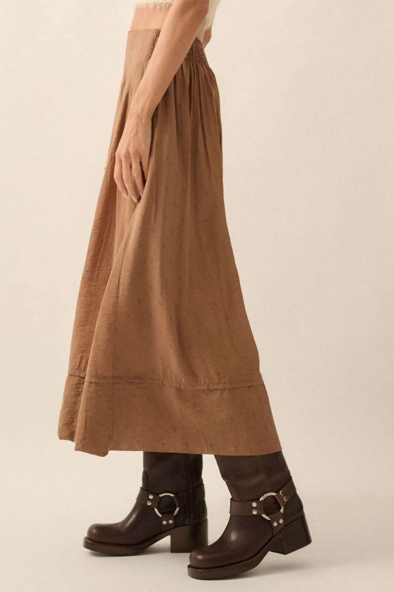 Poetry in Motion Pleated Jacquard Midi Skirt