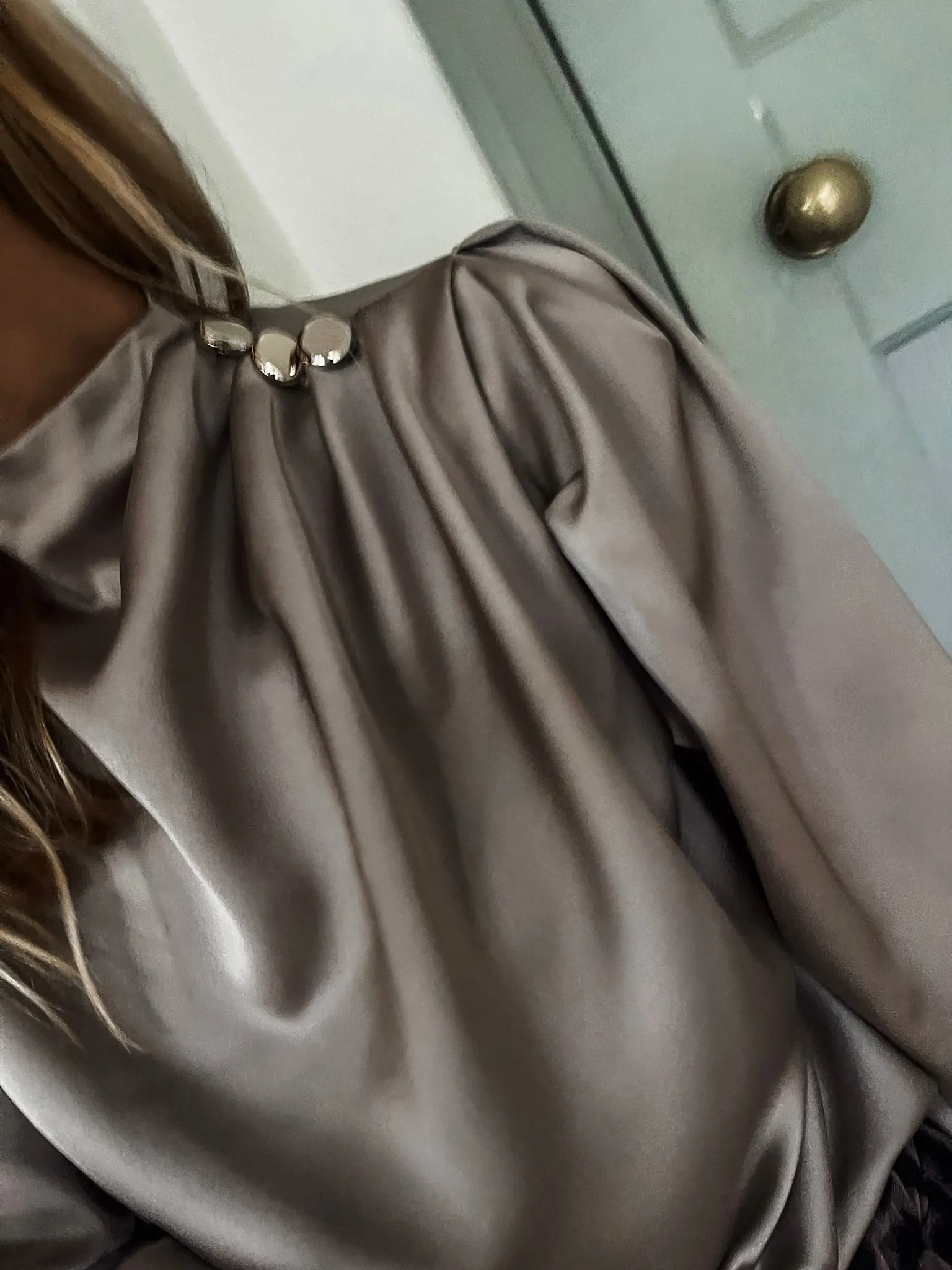 Ruched Neck Silk Blouse