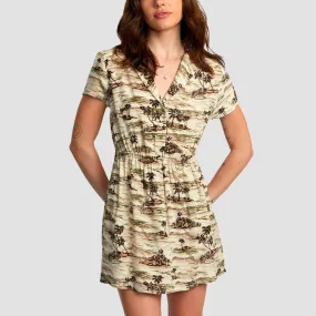 RVCA Rebound Mini Dress Cream - Womens