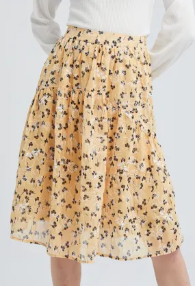 Scatter Floral Contrast Tiered Skirt