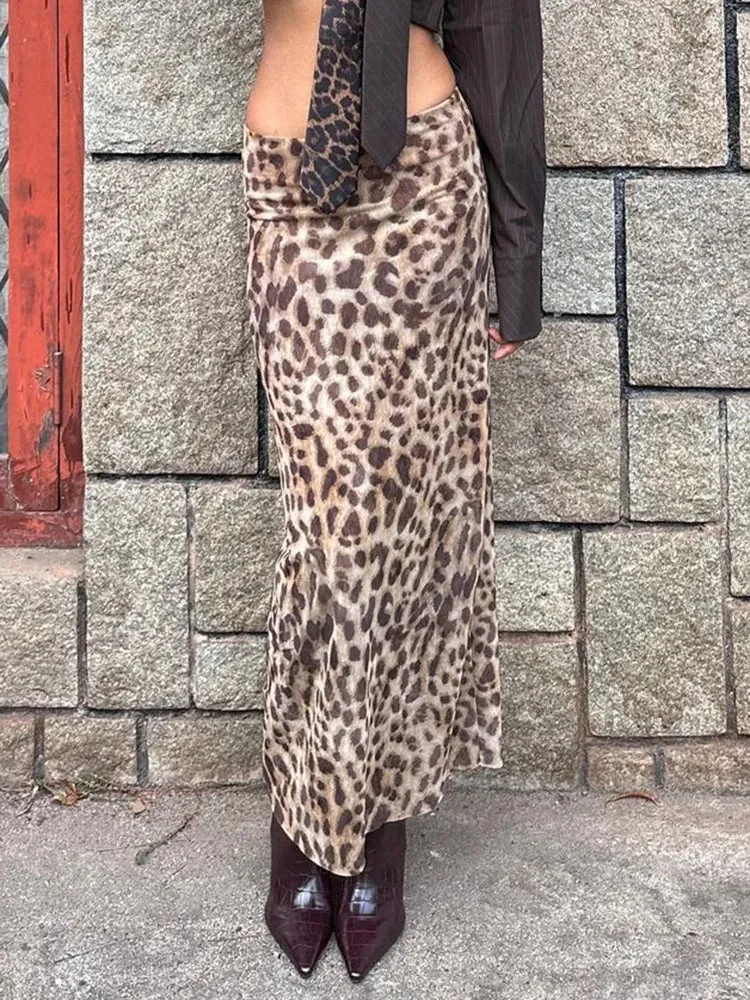 Sexy Fashion Elegant Leopard Printed Midi Skirt