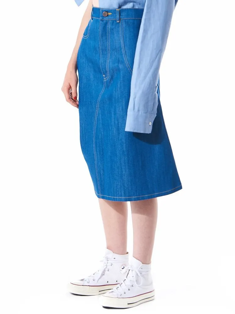 Single Flare Denim Skirt (OTBSKI012 TRUE BLUE)