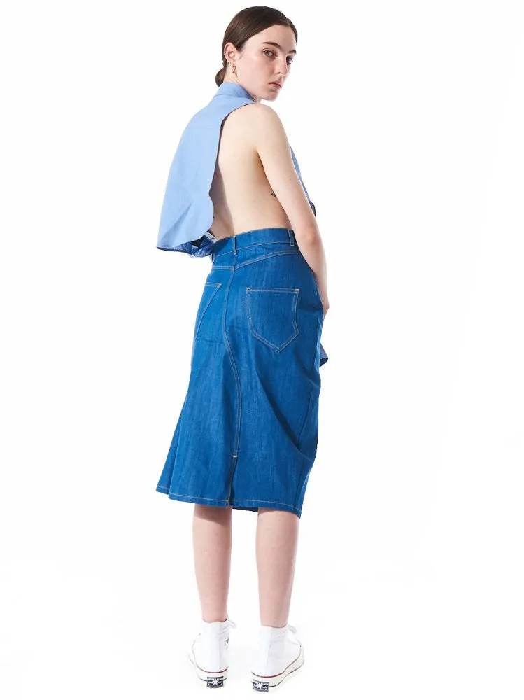 Single Flare Denim Skirt (OTBSKI012 TRUE BLUE)