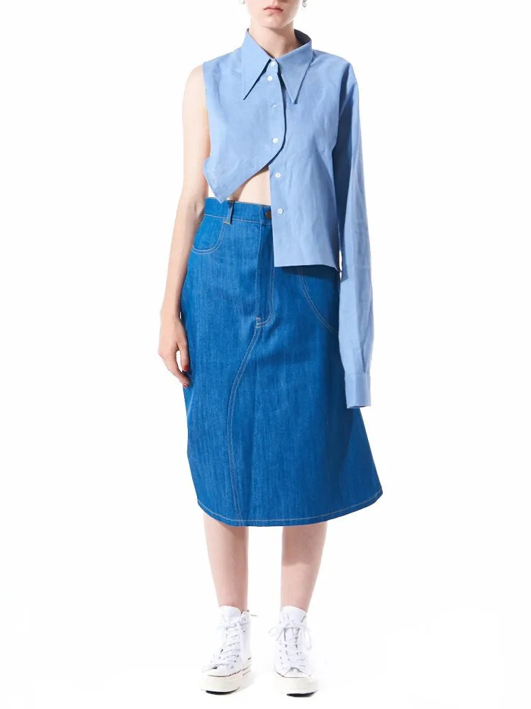 Single Flare Denim Skirt (OTBSKI012 TRUE BLUE)