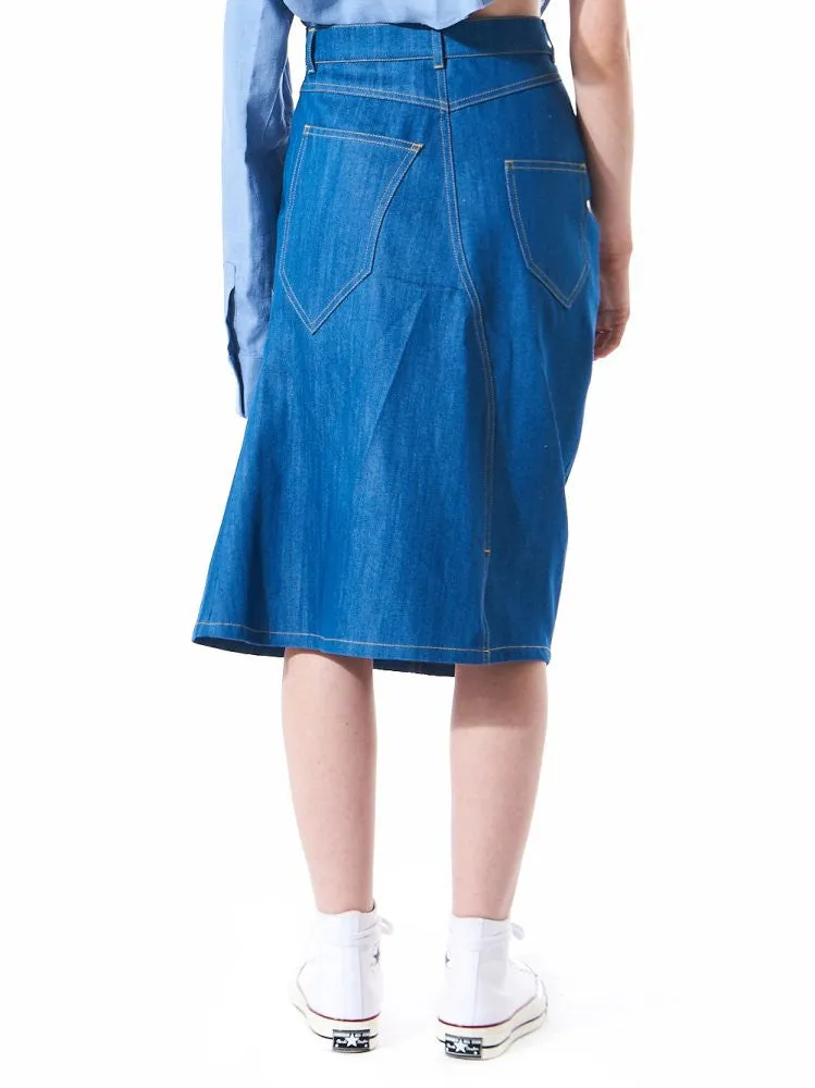 Single Flare Denim Skirt (OTBSKI012 TRUE BLUE)