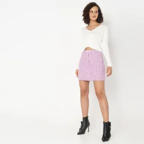 Slim Fit Checkered Skirt