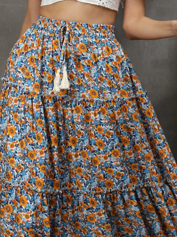 Trendy Cotton Bohemian Beach Resort Skirt