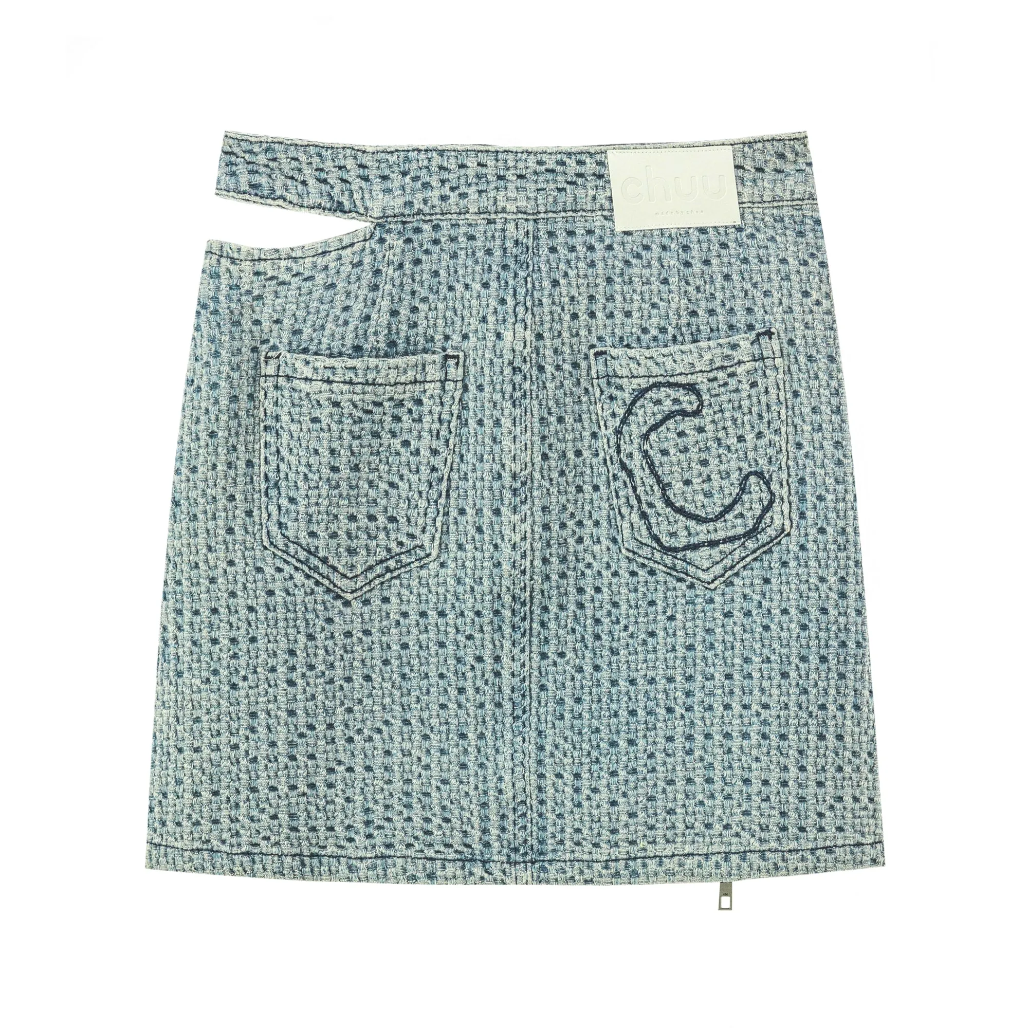 Waist Cutout Denim Mini Skirt