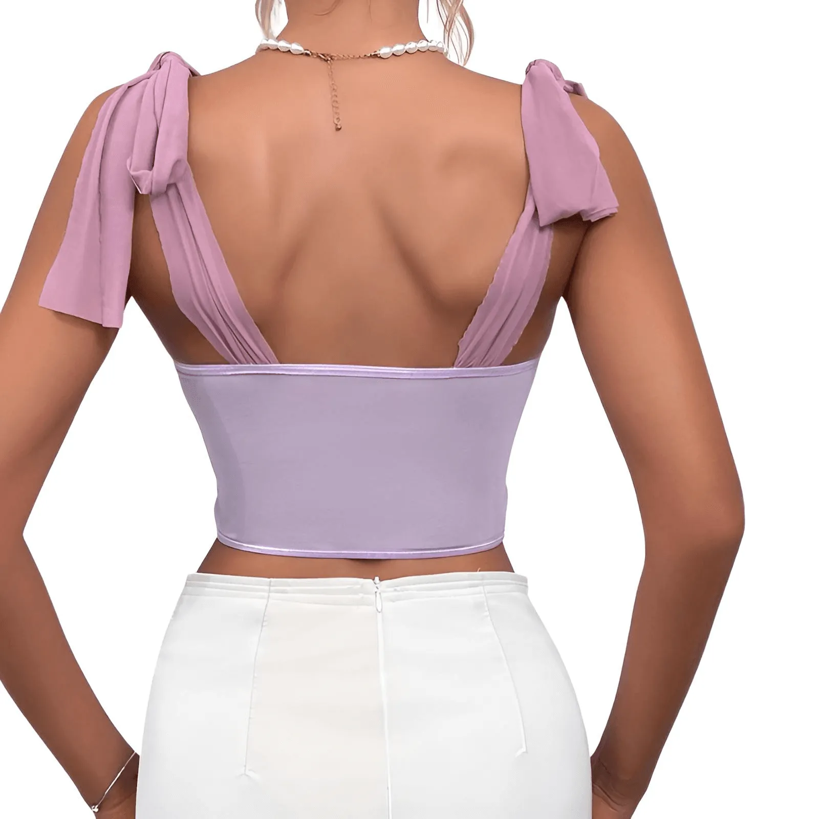 Women's Purple Lace Corset Crop Top